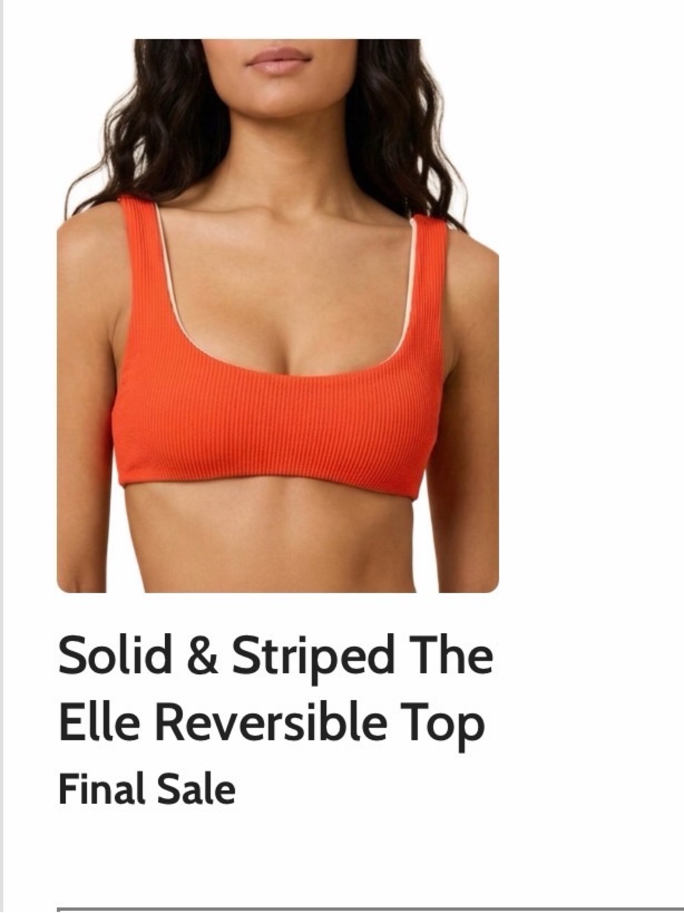 Solid & Striped Elle reversible top Ribbed Scoop Tank - Orange NWT